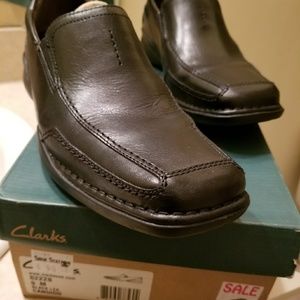 Black leather Clarks